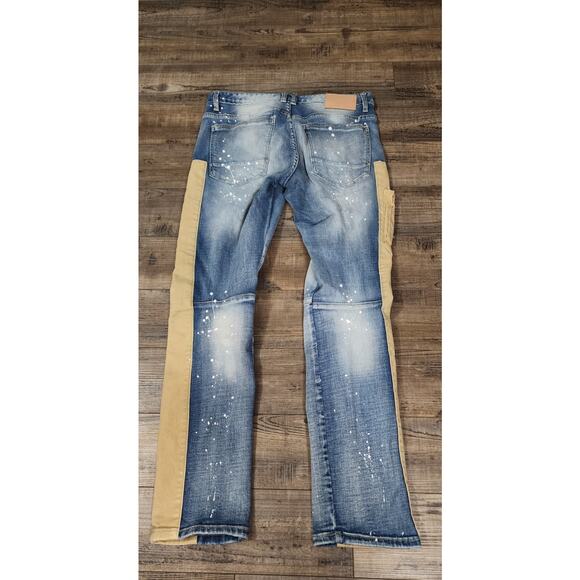 Smoke Rise Men's Acid Light Wash Distressed Canvas Blue Jeans Size 32x32. 2181 - Picture 2 of 7